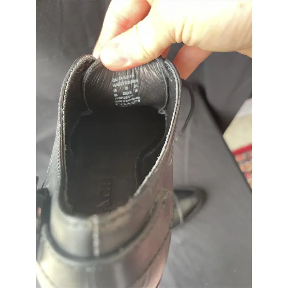 Coach Women Waverly Patchwork Ankle-High Oxford Shoe Black Croc/Calf Leather 6B